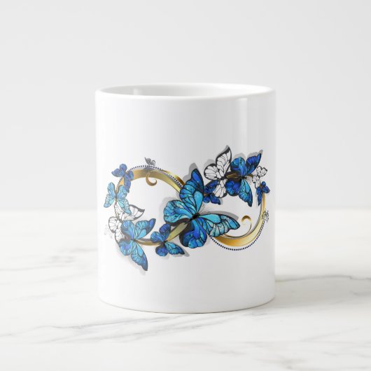 Symbool oneindigheid van blauwe Morpho vlinders Grote Koffiekop (Voorkant)