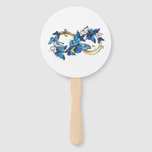 Symbool oneindigheid van blauwe Morpho vlinders Handwaaier (Voorkant)