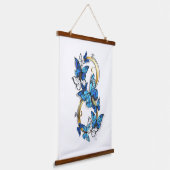 Symbool oneindigheid van Blauwe Morpho Vlinders Hangend Wandkleed (Gebogen)