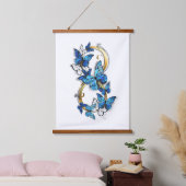 Symbool oneindigheid van Blauwe Morpho Vlinders Hangend Wandkleed (Slaapkamer)