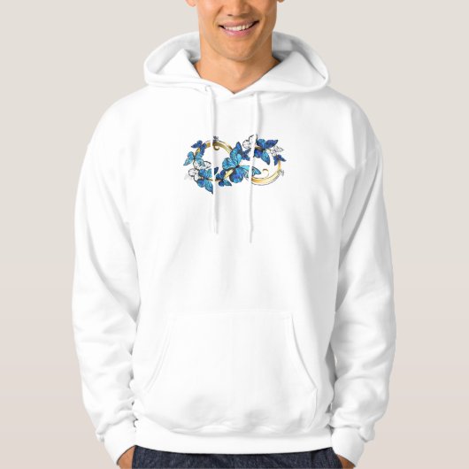 Symbool oneindigheid van blauwe Morpho vlinders Hoodie (Voorkant)