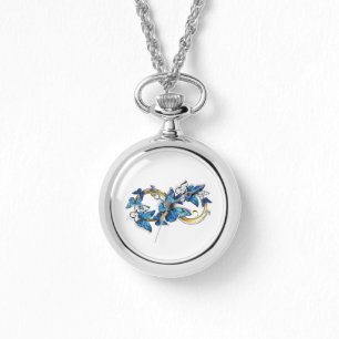 Symbool oneindigheid van Blauwe Morpho Vlinders Horloge