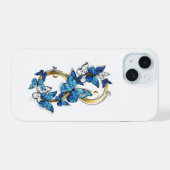 Symbool oneindigheid van blauwe Morpho vlinders iPhone 15 Case (Achterkant horizontaal)