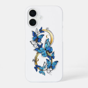 Symbool oneindigheid van Blauwe Morpho Vlinders iPhone 16 Hoesje