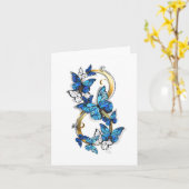 Symbool oneindigheid van Blauwe Morpho Vlinders Kaart (Gele Bloem)