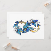 Symbool oneindigheid van Blauwe Morpho Vlinders Kaart (Voorkant / Achterkant in situ)