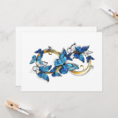 Symbool oneindigheid van Blauwe Morpho Vlinders Kaart (Voorkant / Achterkant in situ)
