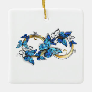 Symbool oneindigheid van Blauwe Morpho Vlinders Keramisch Ornament
