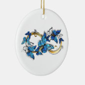 Symbool oneindigheid van Blauwe Morpho Vlinders Keramisch Ornament (Rechts)