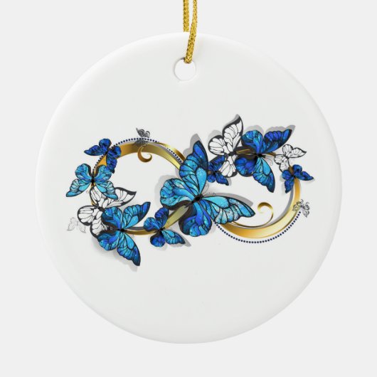 Symbool oneindigheid van Blauwe Morpho Vlinders Keramisch Ornament (Voorkant)