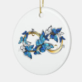 Symbool oneindigheid van Blauwe Morpho Vlinders Keramisch Ornament (Links)