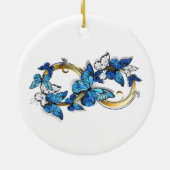 Symbool oneindigheid van Blauwe Morpho Vlinders Keramisch Ornament (Achterkant)