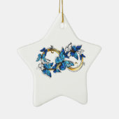 Symbool oneindigheid van blauwe Morpho vlinders Keramisch Ornament (Rechts)