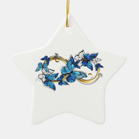 Symbool oneindigheid van blauwe Morpho vlinders Keramisch Ornament (Voorkant)