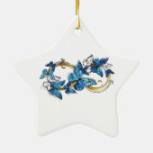 Symbool oneindigheid van blauwe Morpho vlinders Keramisch Ornament (Achterkant)