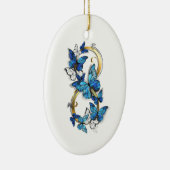 Symbool oneindigheid van blauwe Morpho vlinders Keramisch Ornament (Rechts)