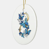 Symbool oneindigheid van blauwe Morpho vlinders Keramisch Ornament (Links)