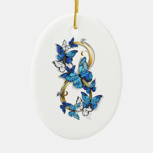 Symbool oneindigheid van blauwe Morpho vlinders Keramisch Ornament (Voorkant)