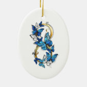 Symbool oneindigheid van blauwe Morpho vlinders Keramisch Ornament (Achterkant)