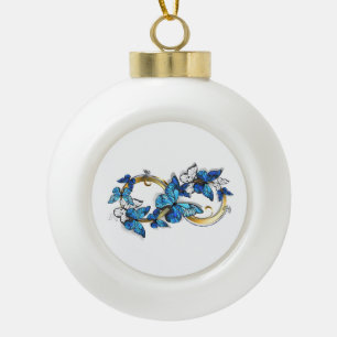 Symbool oneindigheid van blauwe Morpho vlinders Keramische Bal Ornament