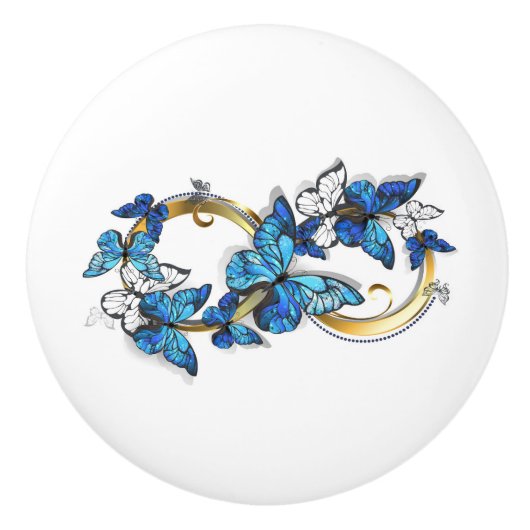 Symbool oneindigheid van blauwe Morpho vlinders Keramische Knop (Voorkant)