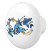 Symbool oneindigheid van blauwe Morpho vlinders Keramische Knop (Rechts)