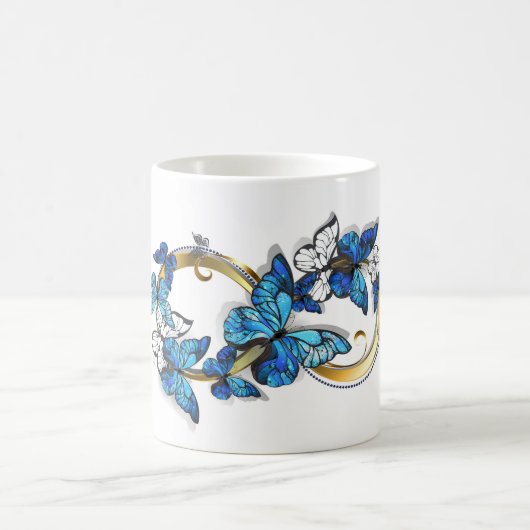 Symbool oneindigheid van blauwe Morpho vlinders Koffiemok (Center)