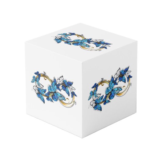 Symbool oneindigheid van Blauwe Morpho Vlinders Kubus (Voorkant hoekig)