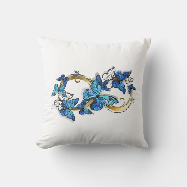 Symbool oneindigheid van Blauwe Morpho Vlinders Kussen (Voorkant)