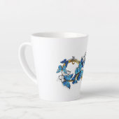 Symbool oneindigheid van blauwe Morpho vlinders Latte Mok (Linkerhoek)