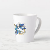 Symbool oneindigheid van blauwe Morpho vlinders Latte Mok (Rechterhoek)
