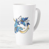 Symbool oneindigheid van blauwe Morpho vlinders Latte Mok (Rechterhoek)
