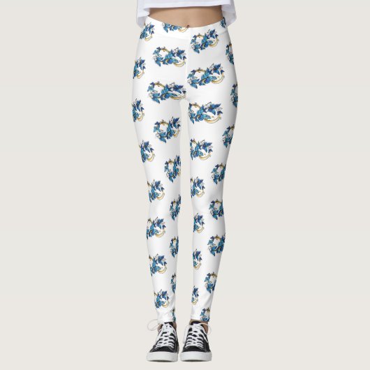 Symbool oneindigheid van blauwe Morpho vlinders Leggings (Voorkant)