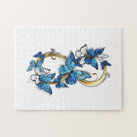 Symbool oneindigheid van Blauwe Morpho Vlinders Legpuzzel (Horizontaal)