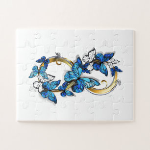Symbool oneindigheid van blauwe Morpho vlinders Legpuzzel