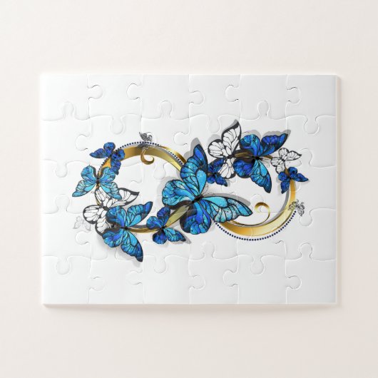 Symbool oneindigheid van blauwe Morpho vlinders Legpuzzel (Horizontaal)