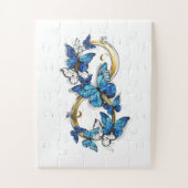 Symbool oneindigheid van blauwe Morpho vlinders Legpuzzel (Verticaal)