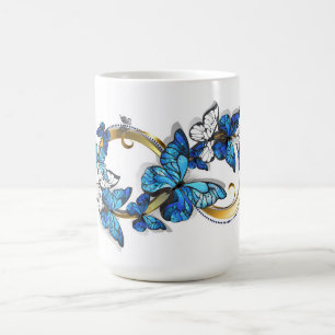 Symbool oneindigheid van blauwe Morpho vlinders Magische Mok
