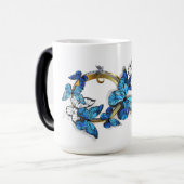 Symbool oneindigheid van blauwe Morpho vlinders Magische Mok (Voorkant links)