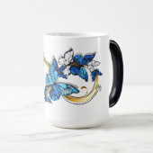 Symbool oneindigheid van blauwe Morpho vlinders Magische Mok (Voorkant rechts)