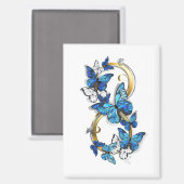 Symbool oneindigheid van Blauwe Morpho Vlinders Magneet (Voorkant / Achterkant)