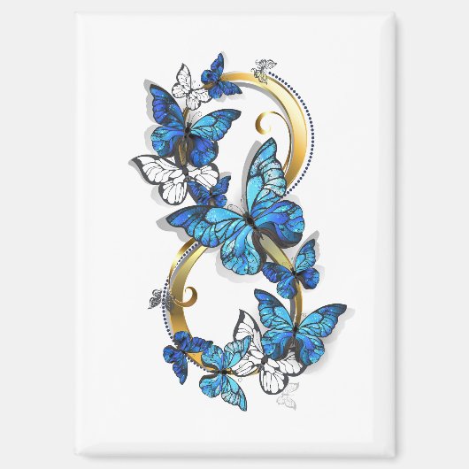 Symbool oneindigheid van Blauwe Morpho Vlinders Magneet (Voorkant)