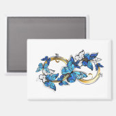 Symbool oneindigheid van blauwe Morpho vlinders Magneet (Voorkant / Achterkant)