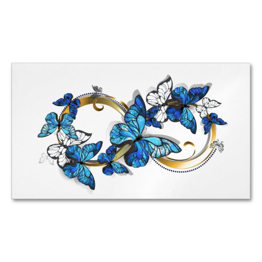 Symbool oneindigheid van Blauwe Morpho Vlinders Magnetisch Visitekaartje (Voorkant)