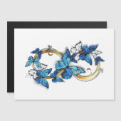 Symbool oneindigheid van Blauwe Morpho Vlinders Magnetische Uitnodiging (Voorkant / Achterkant)