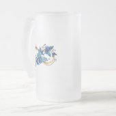 Symbool oneindigheid van blauwe Morpho vlinders Matglas Bierpul (Voorkant links)