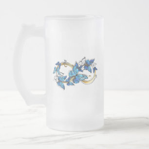 Symbool oneindigheid van blauwe Morpho vlinders Matglas Bierpul