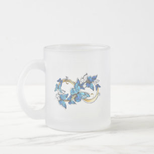 Symbool oneindigheid van blauwe Morpho vlinders Matglas Koffiemok