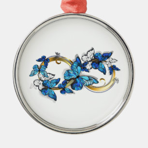 Symbool oneindigheid van blauwe Morpho vlinders Metalen Ornament