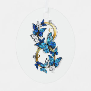 Symbool oneindigheid van Blauwe Morpho Vlinders Metalen Ornament